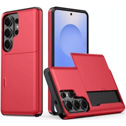 Mobigear Card Samsung Galaxy S26 Ultra Hülle Hardcase Backcover Stoßfest mit Kartenhalter - Rot