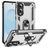 Mobigear Armor Ring Samsung Galaxy S25 Edge Hülle Hardcase Backcover Stoßfest mit Ringhalter - Silber
