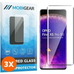 Mobigear Premium OPPO Find X5 Pro Panzerglas Displayschutz - Hüllenfreundlich - Schwarz (3er Pack)