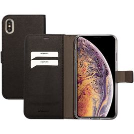 Mobiparts Saffiano Wallet iPhone XS Max Hülle Klapphülle Geldbörse - Schwarz
