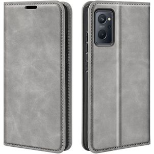 Mobigear Retro Slim OPPO A96 Hülle Klapphülle Geldbörse - Grau