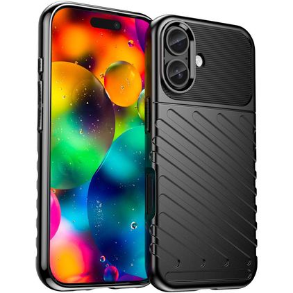 Mobigear Groove iPhone 17 Hülle Flexibles TPU Backcover - Schwarz