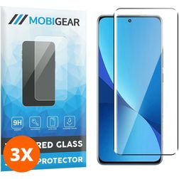 Mobigear Premium Xiaomi 12X Panzerglas Gehärtetes Glas Displayschutz - Hüllenfreundlich - Schwarz (3er Pack)