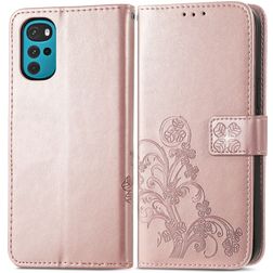 Mobigear Clover Motorola Moto G22 Hülle Klapphülle Geldbörse - Roségold