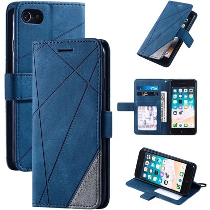 Mobigear Rhombus iPhone 7 Hülle Klapphülle Geldbörse - Blau