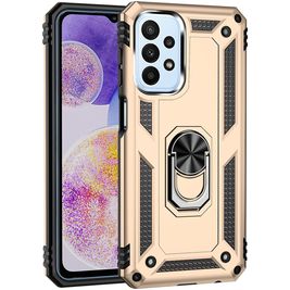 Mobigear Armor Ring Samsung Galaxy A23 Hülle Hardcase Backcover Stoßfest mit Ringhalter - Gold