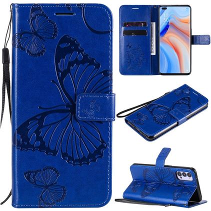 Mobigear Butterfly OPPO Reno 4 Hülle Klapphülle Geldbörse - Blau