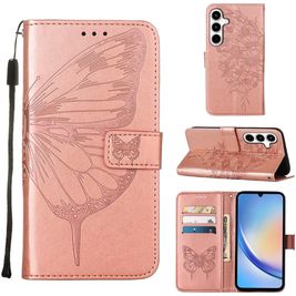 Mobigear Butterfly Samsung Galaxy A35 Hülle Klapphülle Geldbörse - Roségold