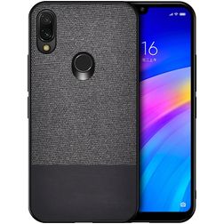 Mobigear Fabric Xiaomi Redmi 7 Hülle Hardcase Backcover - Schwarz