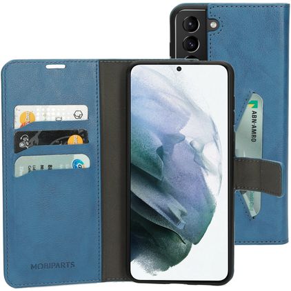 Mobiparts Classic Wallet Samsung Galaxy S21 Plus Hülle Klapphülle Geldbörse - Steel Blue