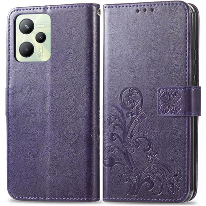 Mobigear Clover Realme C35 Hülle Klapphülle Geldbörse - Lila