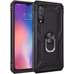 Mobigear Armor Ring Xiaomi Mi 9 Hülle Hardcase Backcover Stoßfest mit Ringhalter - Schwarz