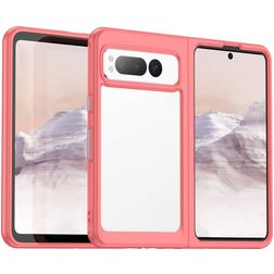 Mobigear Crystal Google Pixel Fold Hülle Hardcase Backcover - Transparent / Rot
