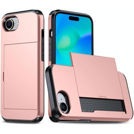 Mobigear Card iPhone 16e Hülle Hardcase Backcover Stoßfest mit Kartenhalter - Roségold