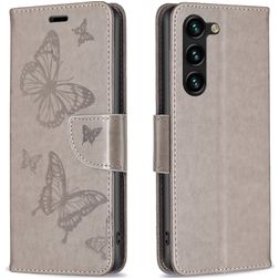 Mobigear Butterfly Samsung Galaxy S24 Plus Hülle Klapphülle Geldbörse - Grau