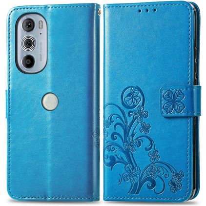 Mobigear Clover Motorola Edge 30 Pro Hülle Klapphülle Geldbörse - Blau