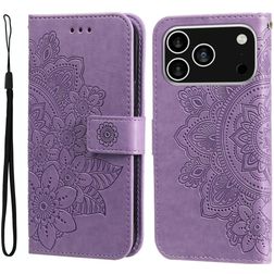 Mobigear Flowers iPhone 17 Pro Hülle Klapphülle Geldbörse - Lila