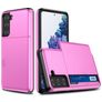 Mobigear Card Samsung Galaxy S21 Plus Hülle Hardcase Backcover Stoßfest mit Kartenhalter - Pink