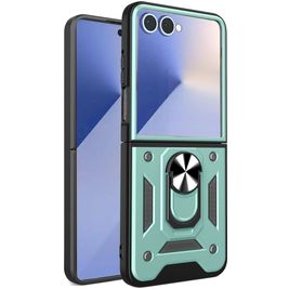 Mobigear Armor Ring Samsung Galaxy Z Flip 7 Hülle Hardcase Backcover Stoßfest mit Ringhalter - Grün