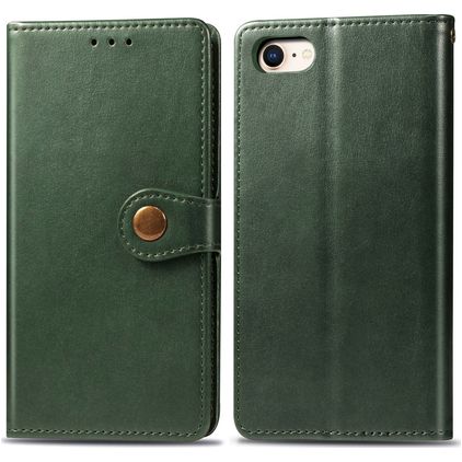 Mobigear Snap Button iPhone 7 Hülle Klapphülle Geldbörse - Grün