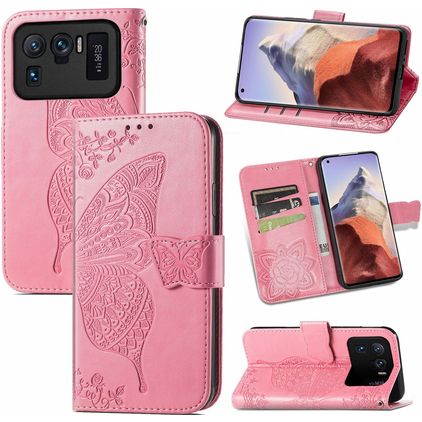 Mobigear Butterfly Xiaomi Mi 11 Ultra Klapphülle Portemonnaie - Pink