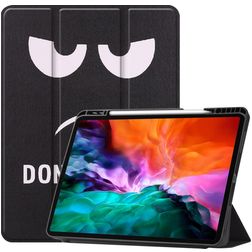 Mobigear Tri-Fold Gel iPad Pro 12.9 Zoll (2022) Hülle TPU,Kunstleder Klapphülle + Stifthalter - Do Not Touch
