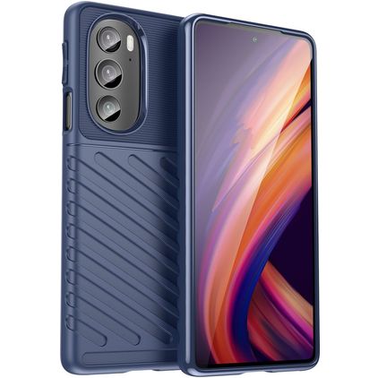 Mobigear Groove Motorola Edge 30 Pro Hülle Flexibles TPU Backcover - Blau