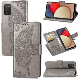 Mobigear Butterfly Samsung Galaxy A03s Hülle Klapphülle Geldbörse - Grau