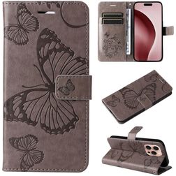 Mobigear Butterfly iPhone 16 Pro Hülle Klapphülle Geldbörse - Grau
