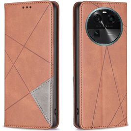 Mobigear Rhombus Slim OPPO Find X6 Hülle Klapphülle - Braun
