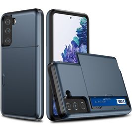 Mobigear Brushed Credit Card Slot Case Blue Samsung Galaxy S21