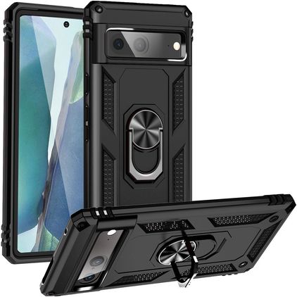 Mobigear Armor Ring Google Pixel 7 Hülle Hardcase Backcover Stoßfest mit Ringhalter - Schwarz