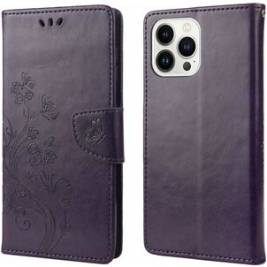 Mobigear Flowers iPhone 14 Pro Max Hülle Klapphülle Geldbörse - Lila
