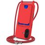 Mobigear Lanyard Card iPhone 16 Plus Silikon Handykette mit Kartenhalter - Rot