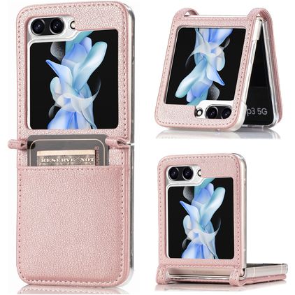 Mobigear Excellent Samsung Galaxy Z Flip 5 Hülle Hardcase Backcover mit Kartenhalter - Roségold
