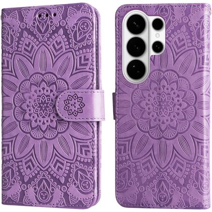 Mobigear Sunflower Samsung Galaxy S26 Ultra Hülle Klapphülle Geldbörse - Lila