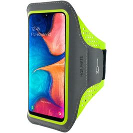 Mobiparts Comfort Fit Handyhalterung Joggen Samsung Galaxy A20e Sporthülle Neopren Sportarmband - Neon Green