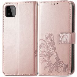 Mobigear Clover Samsung Galaxy A22 5G Hülle Klapphülle Geldbörse - Roségold