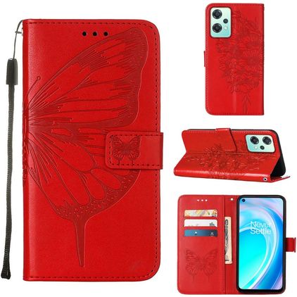 Mobigear Butterfly Realme 9 Pro Hülle Klapphülle Geldbörse - Rot