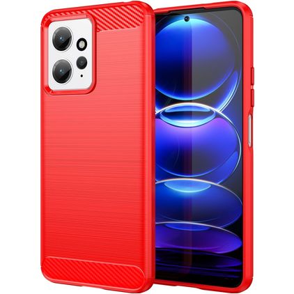 Mobigear Brushed Xiaomi Redmi Note 12 Hülle Flexibles TPU Backcover - Rot