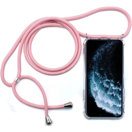 Mobigear Lanyard iPhone 11 Pro Flexibles TPU Handykette - Transparent / Pink