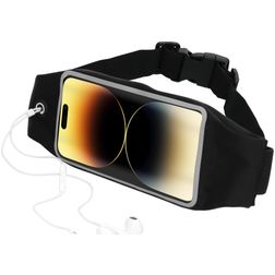 Mobiparts Comfort Fit Belt Handyhalterung Joggen iPhone 14 Pro Max Sporthülle Neopren Gürtel - Schwarz