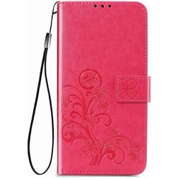 Mobigear Clover Samsung Galaxy A12 Hülle Klapphülle Geldbörse - Magenta