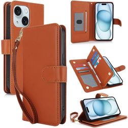 Mobigear Wallet iPhone 15 Plus Hülle Klapphülle Geldbörse - Braun