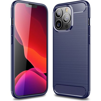 Mobigear Brushed Slim iPhone 13 Pro Hülle Flexibles TPU Backcover - Blau