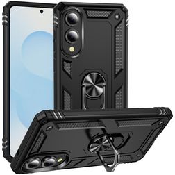 Mobigear Armor Ring Samsung Galaxy S25 Edge Hülle Hardcase Backcover Stoßfest mit Ringhalter - Schwarz