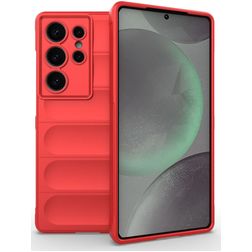 Mobigear Bumpy Samsung Galaxy S25 Ultra Hülle Flexibles TPU Backcover - Rot