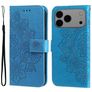 Mobigear Flowers iPhone 17 Pro Max Hülle Klapphülle Geldbörse - Blau