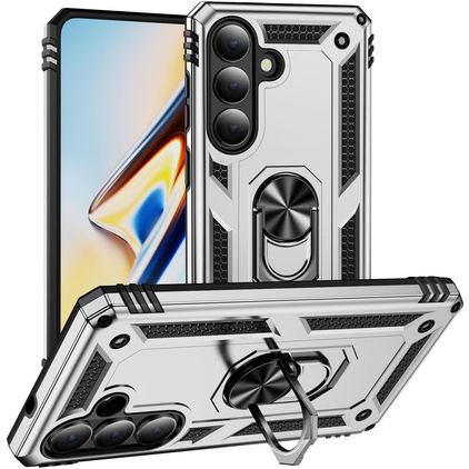 Mobigear Armor ring Samsung Galaxy S26 Hülle Hardcase Backcover Stoßfest mit Ringhalter - Silber