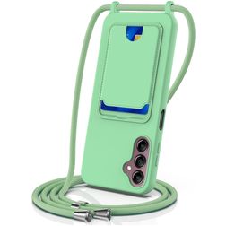 Mobigear Lanyard Card Samsung Galaxy A16 Silikon Handykette mit Kartenhalter - Grün